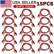 15X 3FT Banana Plug Probe Cable to Alligator Test Lead Clip Wire For Multimeter