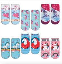 NEW Girls Socks Funny Cozy Unicorn Size US 5-9 6 Pair NEW