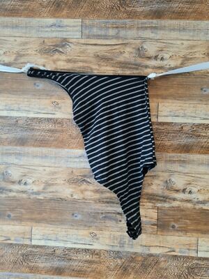 Primark Damen Body schwarz & weiß gestreift Einarm UK 4-6