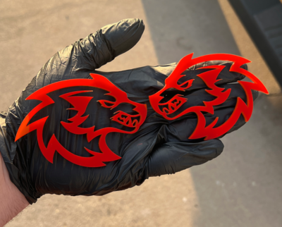 #ad #ad Wolf Badges Red Emblem Fender Badge Car or Truck 2 BADGES Angry Aggressive $28.49