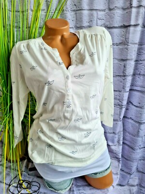 Tom Tailor Damen Bluse Tunika Shirt 2 in1 Creme weiß gemustert (819) NEU