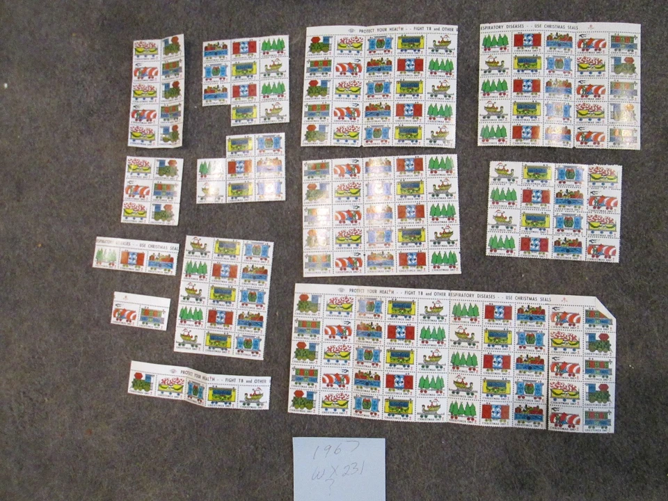 1964, 1967, 1971  USA CHRISTMAS SEALS -STAMPS LARGE LOT  of OVER 600 Stamps - Image 2 of 3