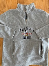 Disney fleece 1/4 zip shirt youth medium grey boys girls Mickey sweatshirt