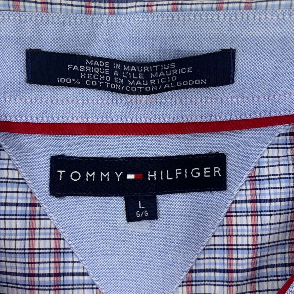Tommy Hilfiger Men's Shirt Blue & Red Check Size Large thumbnail 5