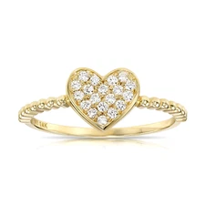 14K Real Solid Gold .17 Ct Diamond Heart Engagement Wedding Band Ring Lab Grown