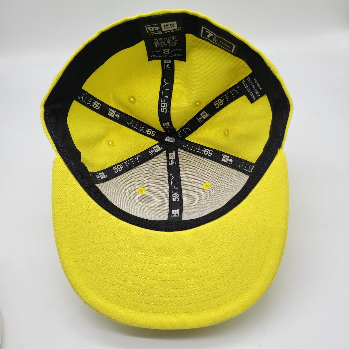 New Era Logo Yellow Hat 59Fifty Fitted Size 7 1/4 Big Flag Logo