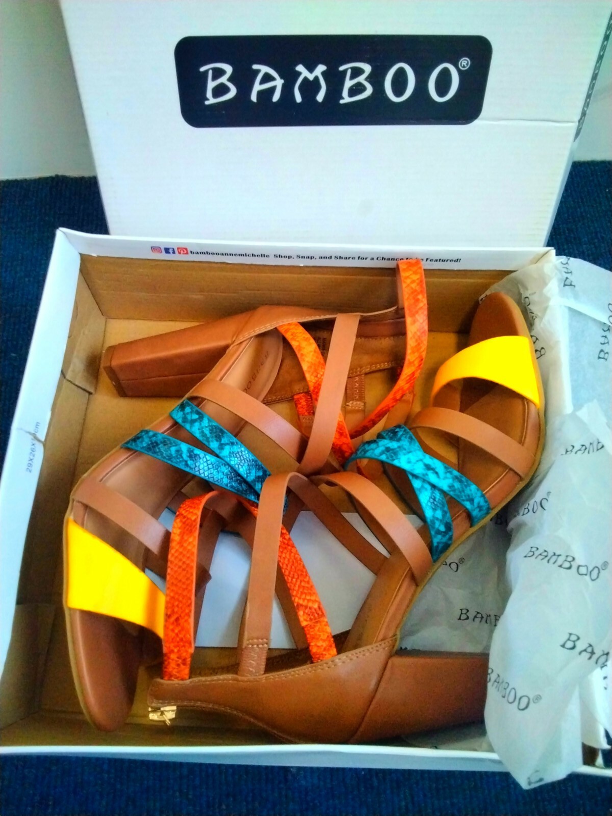 BRAND NEW IN BOX BAMBOO CHESTNUT CROSS-STRAP SANDALS SIZE US10/EU40 RRP:£45