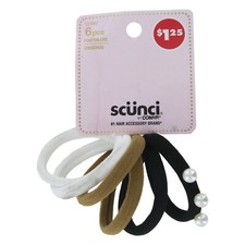 Scunci Hair Tie Ponytailers, Assorted Colors, 6-Pieces