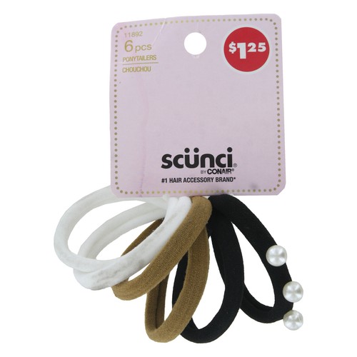 Scunci Hair Tie Ponytailers, Assorted Colors, 6-Pieces - Bild 1 von 2