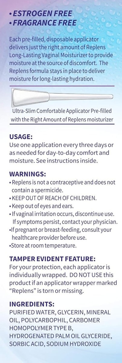Replens Long-Lasting Vaginal Moisturizer, 8 Applicators Replens Long-Lasting Vaginal Moisturizer, 8 Applicators