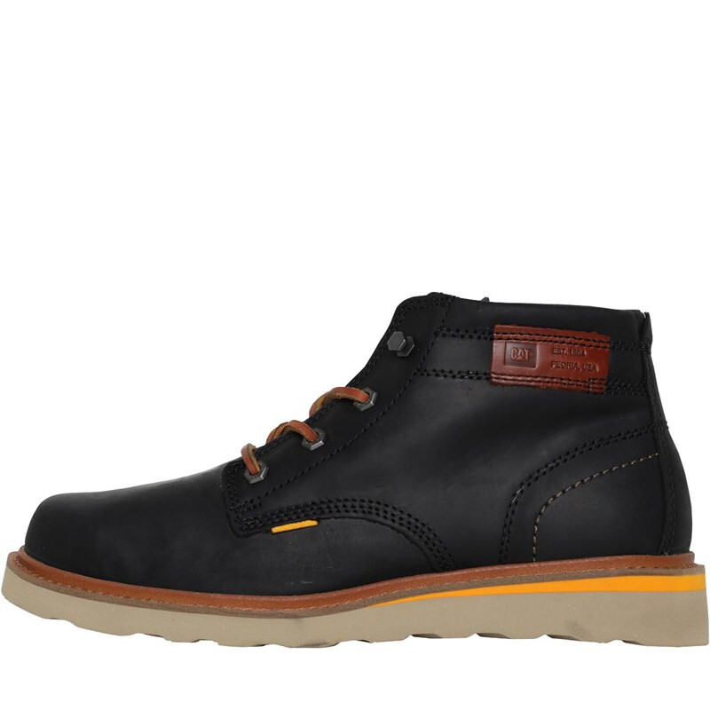 Caterpillar Mens Jackson Mid Black Lace Up Leather Boots FROM ONLY £59.
