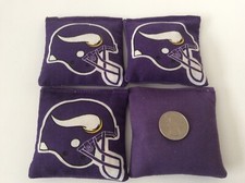 4 Mn Vikings purple Back Mini cornhole, bean bags, 3" X 3" double stitched 2
