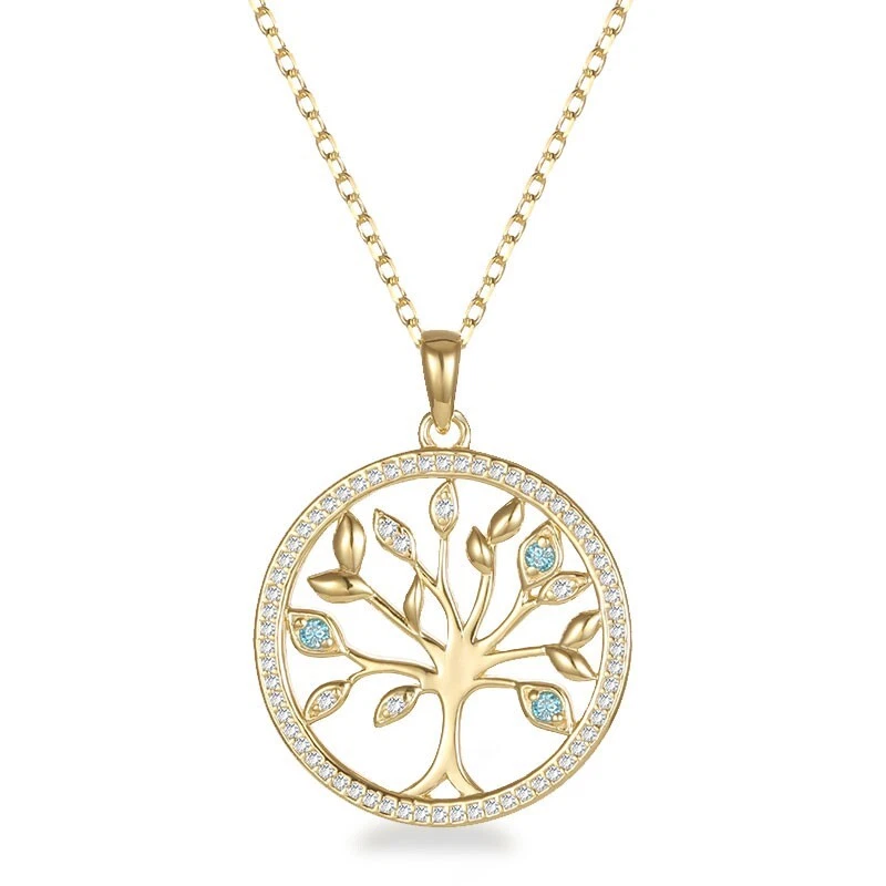 Collar Colgante ÁRBOL DE LA VIDA MOISSANITA .75ct Oro Amarillo 14k 18" Nuevo Regalo Foto 3 de 4