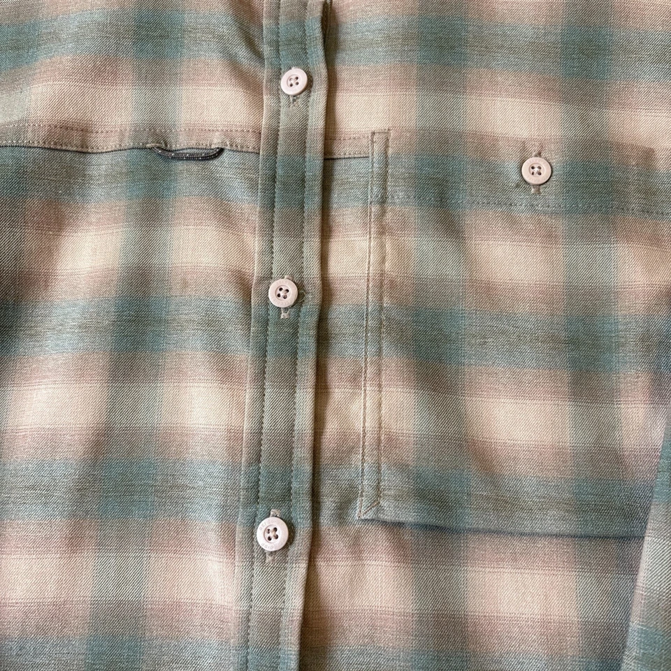 Camisa REI Mujer Mediana Verde Rosa Cuadros Manga Larga Botón Franela Senderismo Foto 4 de 4