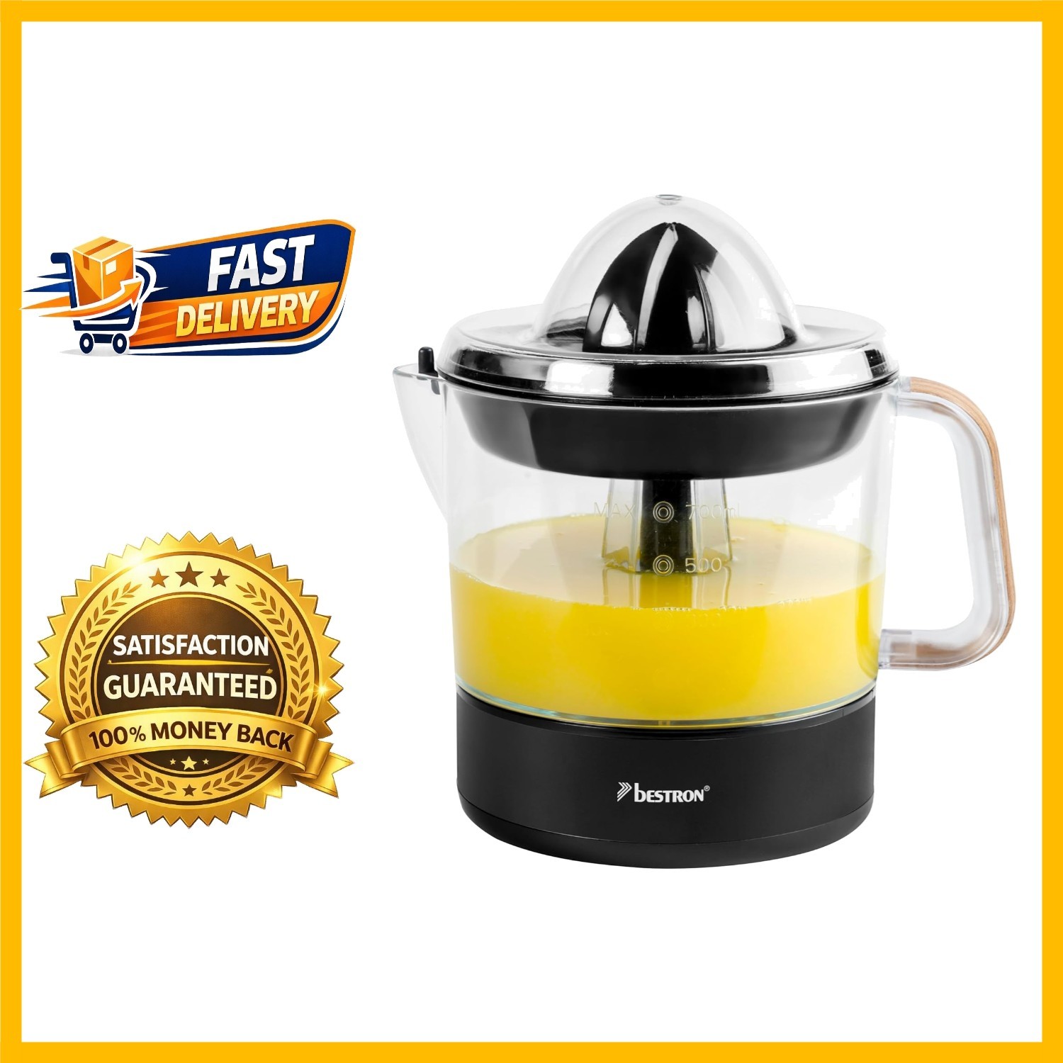 Presse-oranges électrique facile à nettoyer, moteur 40W double rotation Bestron 0.7L