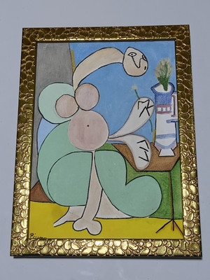 Pablo Picasso , Painting Oil On Canvas , signed stamped vintage.
