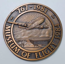 Museum of Flight 1984 Boeing 3" Medallion -767, 1981 -B &W 1916, Red Barn. JB2D