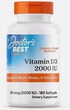 TWO Doctor's Best Vitamin D3 50 mcg 2000 IU 180 Softgels Each EXP: 06/ 27
