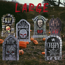 6PCS 17In Halloween Tombstones Yard Signs with Stakes Graveyard Lawn Decoration