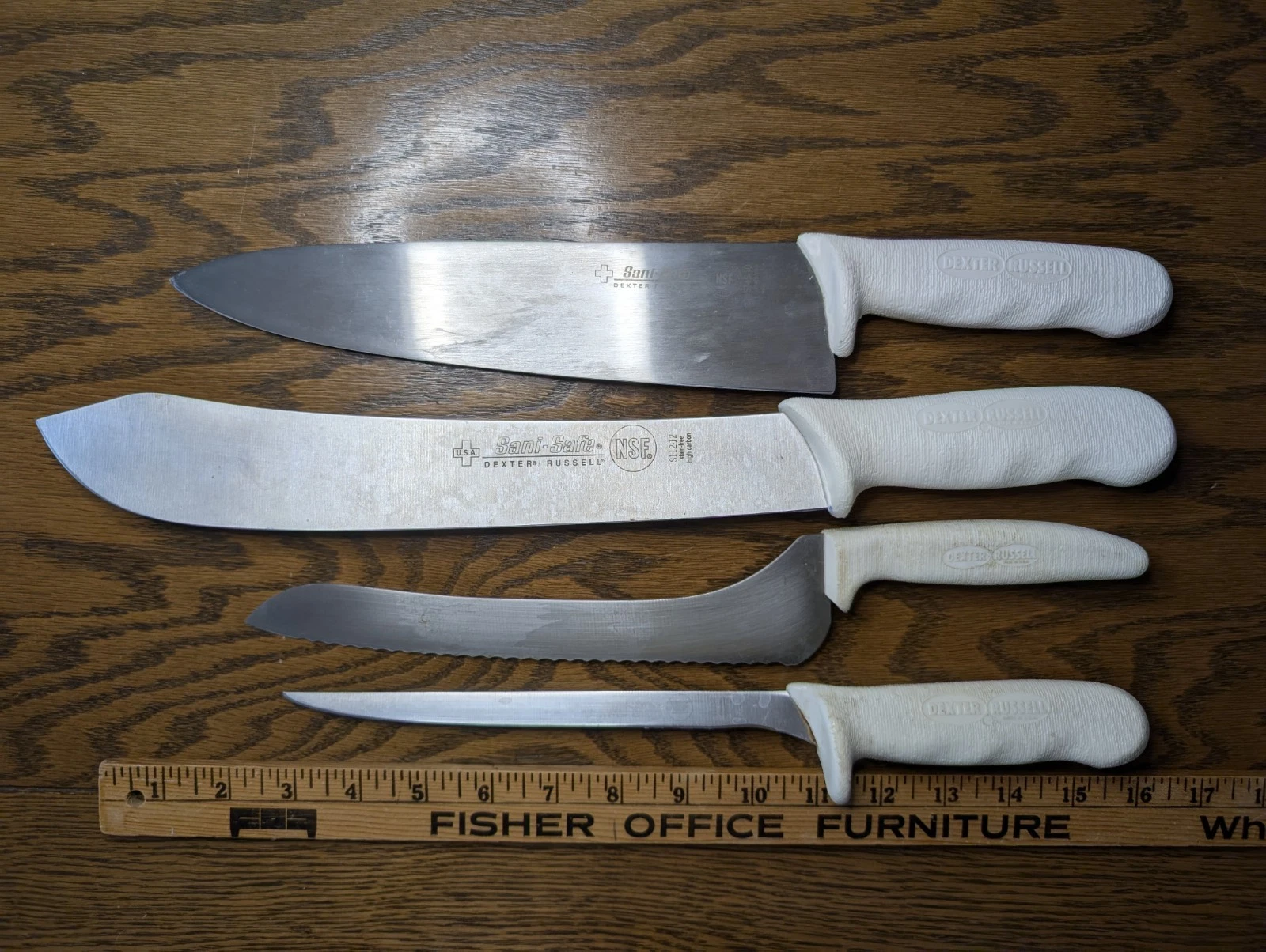 Lot 4 VTG Dexter/Russell S112-12 Butcher S145-10 Chef’s S133-8 S163-9SC KNIFE