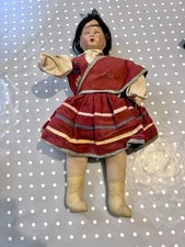 Large Vintage 1970s Madeira Folk Doll – Traditional Costume – Stuffed Cloth Body