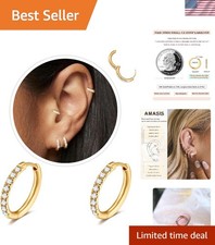 Small Hoop Earrings for Women Men,316L Surgical Steel Hinge Huggie Hoop Earri...