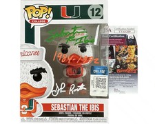John Routh signed Funko Pop Sebastian the Ibis Mascot Miami Hurricanes JSA
