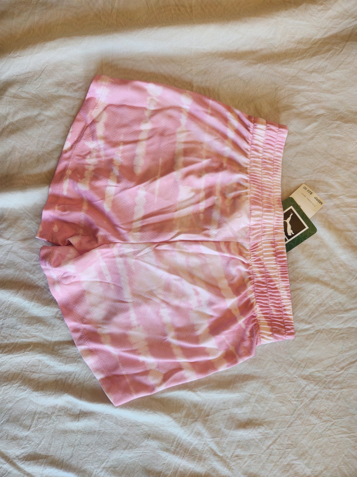 PUMA girls Pink Tie Dye Athletic Shorts Knit Polyester Activewear XS thumbnail 4