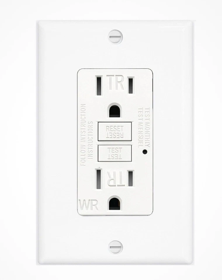 10PK GFCI 15AMPGFI Safety Outlet Receptacle w/ Wall Plate LED Indicator TR WR - Image 4 of 4