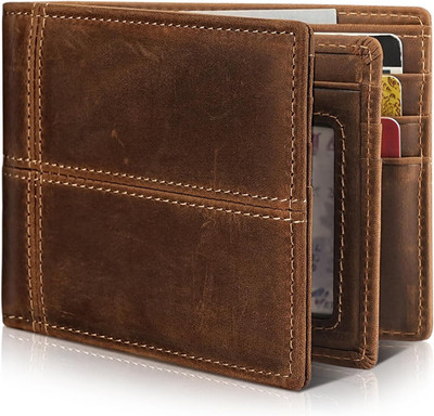 Mens Wallet Bifold Genuine Leather RFID Blocking Wallet for Men with 1 ID Window