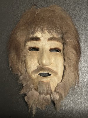 Hand Crafted Alaskan Hide And Fur Mask 8 W X 12 L