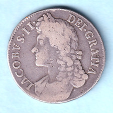 Great Britain. (16)87 James 11 - Crown.. TERTIO..  Fine+ - SCARCE 8 harp strings