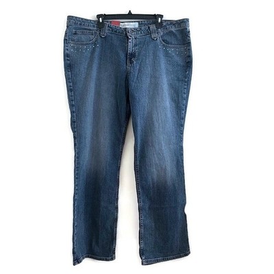 Mossimo Supply Co Women Bootcut Jeans 22W Studded Embroidered Pockets Stretch