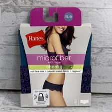 Hanes Microfiber With Lace 2 Pack Cheeky Bikinis Blue Purple Size XL/8 New