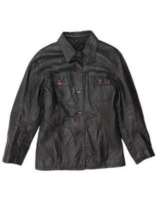 Regina Schrecker Womens Leather Jacket UK 10 Small Black DM10