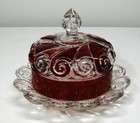 EAPG...  RUBY STAINED = BUTTER DISH =SNAIL BY DUNCAN GLASS .NEAR MINT 1890'S ERA — photo 2