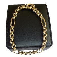 Vintage Fine 9ct Yellow Gold Filled Vermeil Rolo Paperclip Ornate Bracelet 14.2g