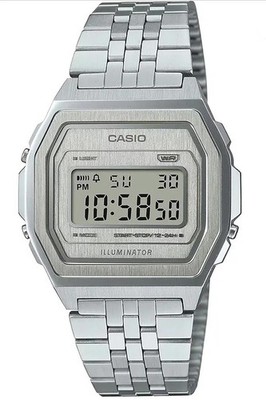 CASIO A1000A-7EF ,Alarm Chronograph,Stainless Steel,50m WR
