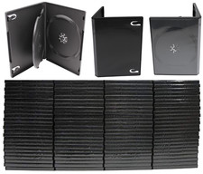 100 Pack Standard Black DVD 3 Disc 14mm Premium Replacement Cases