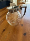 Pyrex Vintage Art Deco Etched Glass Teapot with Chrome Lid Excellent Condition