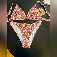 New shekini bikini 2 piece floral lined ladies L swimsuit bathing suit