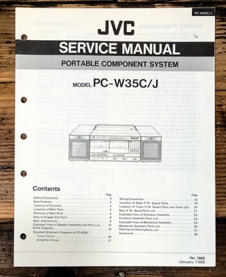 JVC PC-W35 Radio Cassette Service Manual *Original*