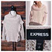 Express Sweater S Cowl Neck Ruffle Pale Pink ...