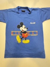 Vintage 80s Mickey Mouse Florida Blue Kids Shirt Size 2-4 Fruit Of The Loom Best