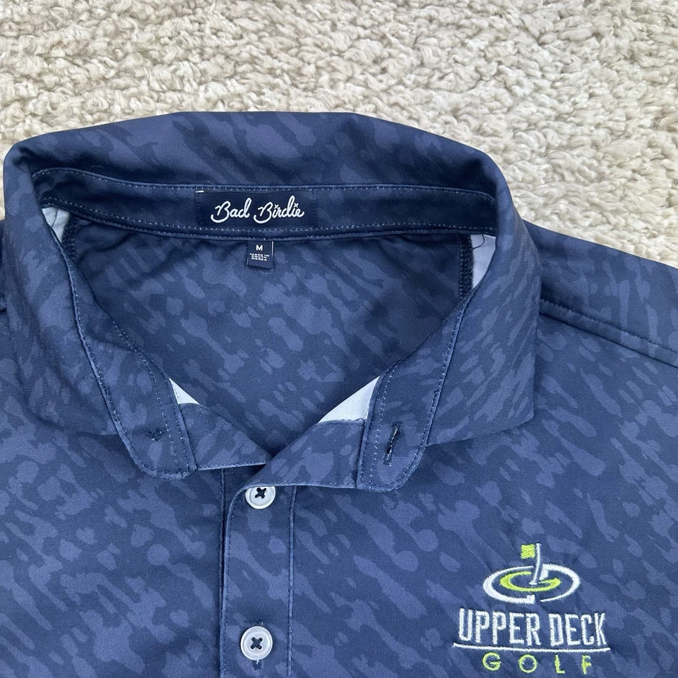 Camisa de golf Bad Birdie para hombre talla mediana cubierta superior golf cuello azul polo Foto 4 de 4