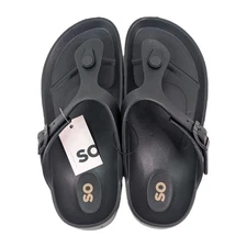 SO Comfy Flip Flops Adjustable Sandals Size Medium 8 Poku Black Kohls New 