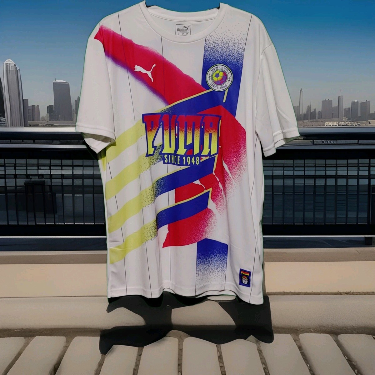 New Puma New Levels Since 1948 Mens XL Retro Soccer Jersey White