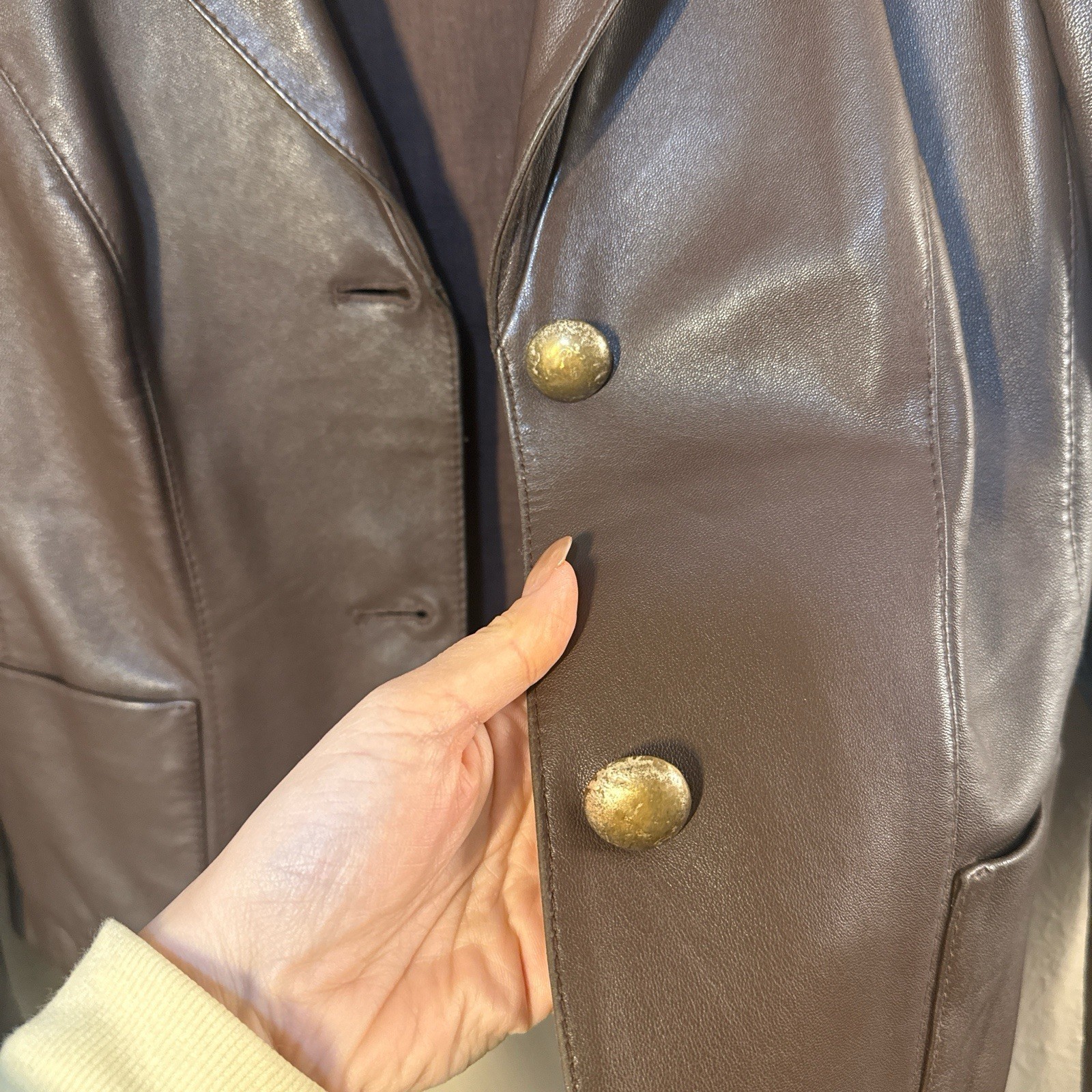 Compagnia Brown Button Front Collared Blazer Pock… - image 5