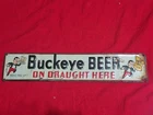 Vintage 1940s 50s Buckeye Beer Advertising Embossed Metal Sign Toledo OH
