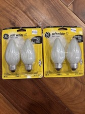 2 Pack GE 40W Soft White Light Bulb Decorative F Type Flame Tip Ceiling Fan